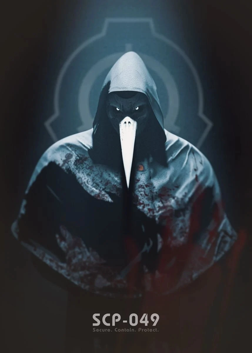 Plakat SCP Foundation - grafika dla fanów horroru Czerwony