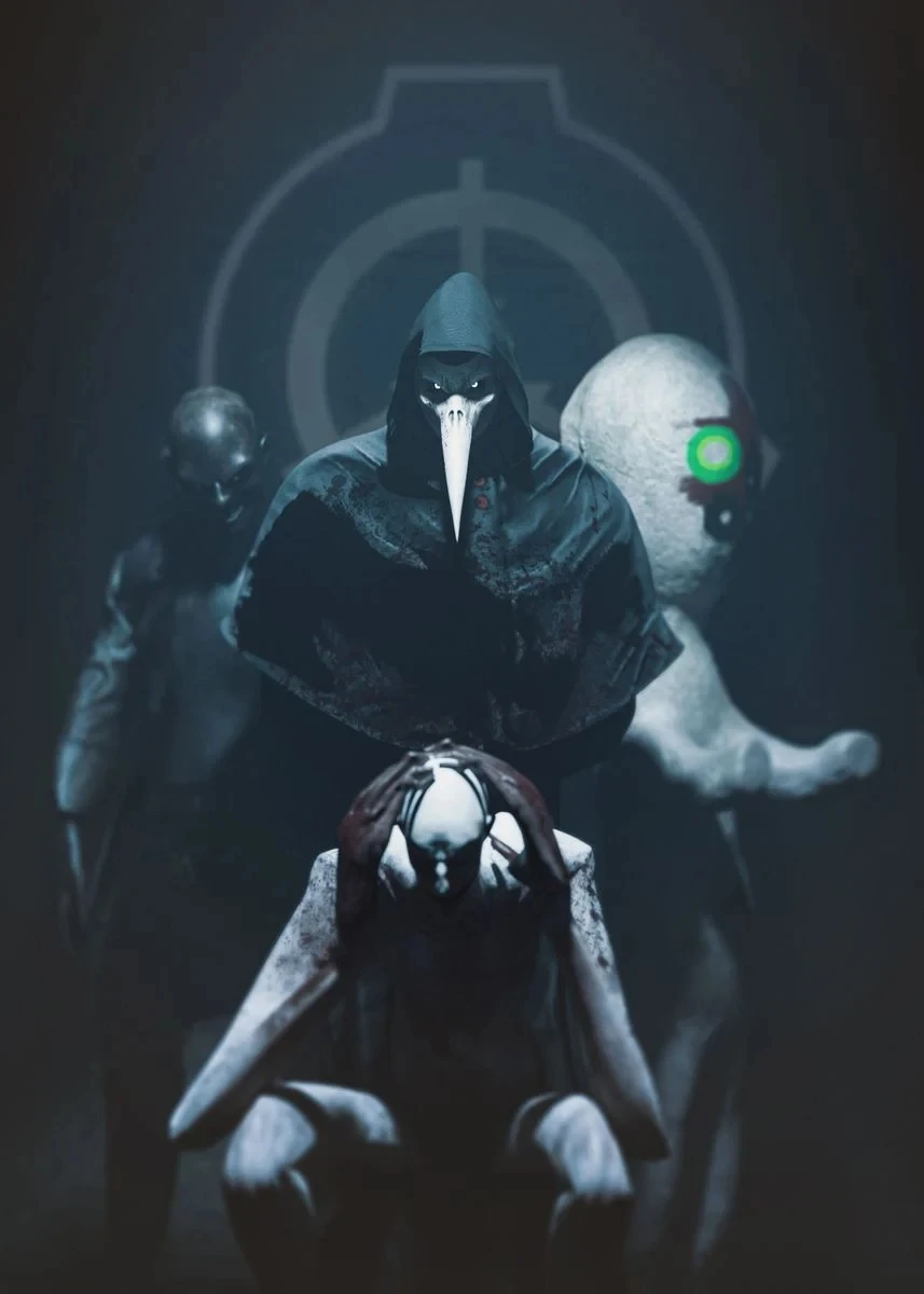 Plakat SCP Foundation - grafika dla fanów horroru żółty