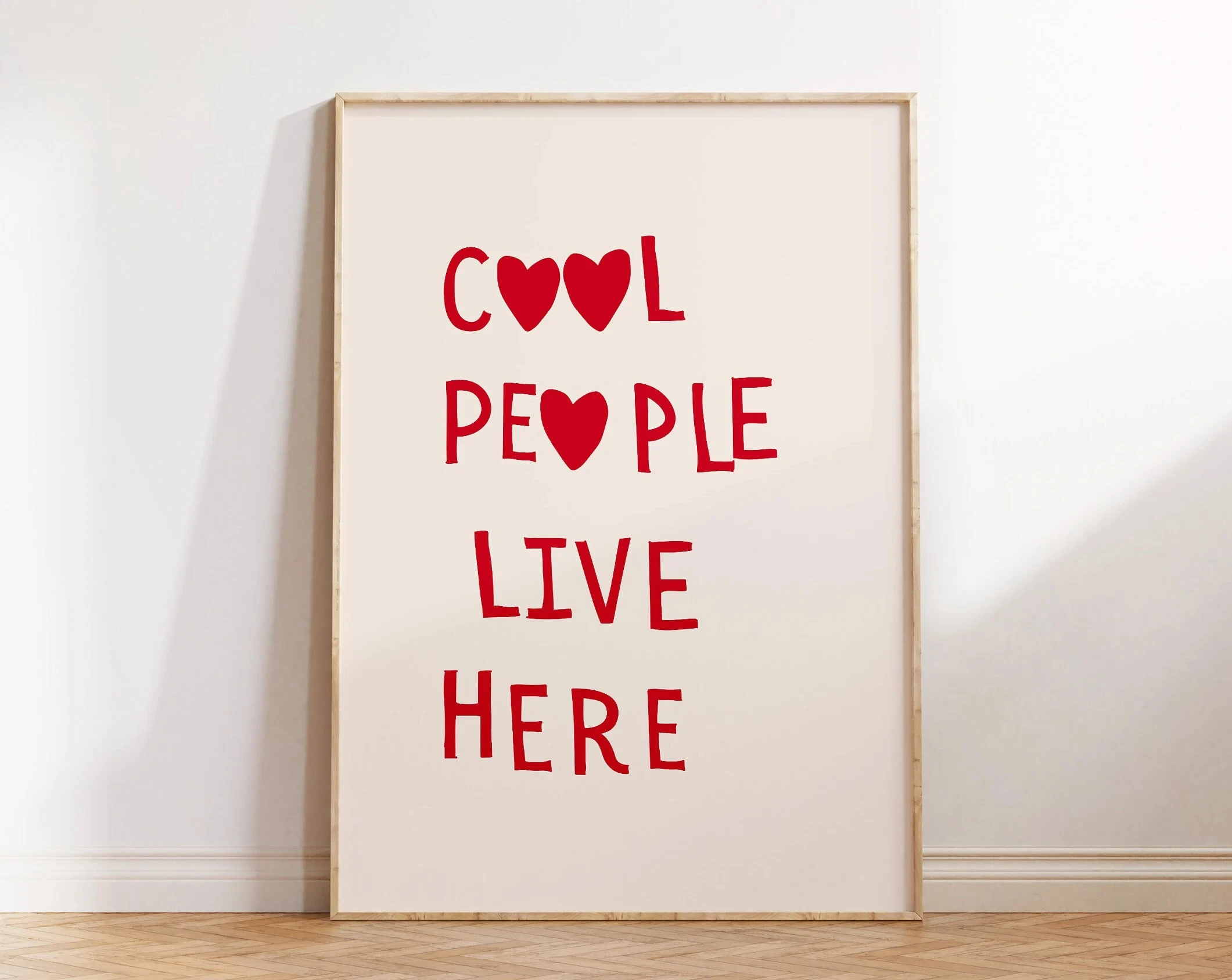 Minimalistyczne serce - plakat typograficzny Biały