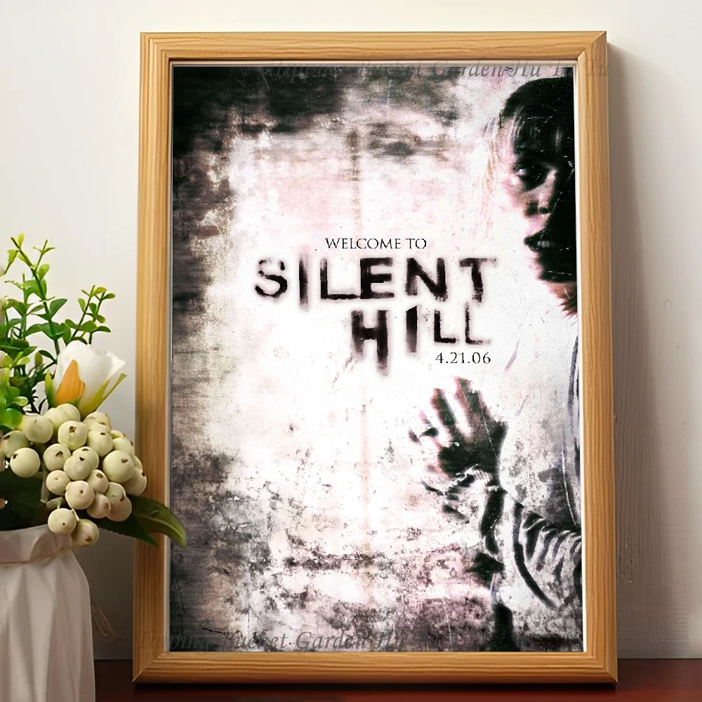Silent Hill - plakat horroru na płótnie Niebieski