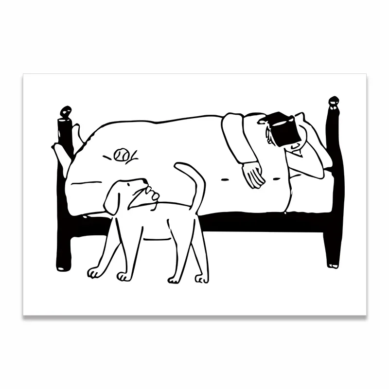 Plakat skandynawski para w stylu line art Głęboki niebieski