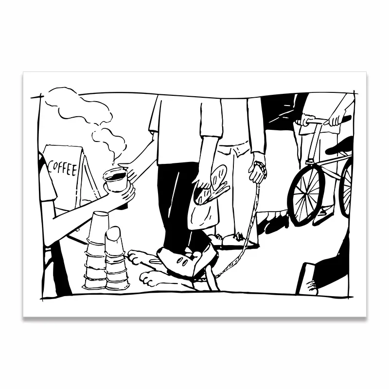 Plakat skandynawski para w stylu line art Khaki