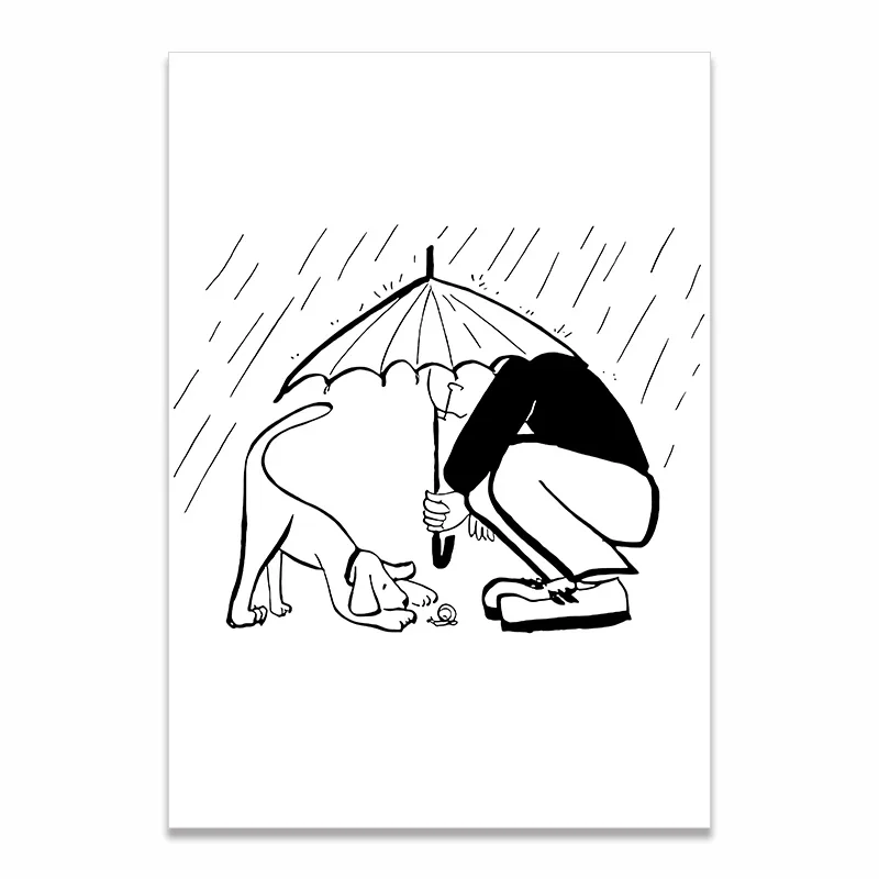 Plakat skandynawski para w stylu line art Różowy