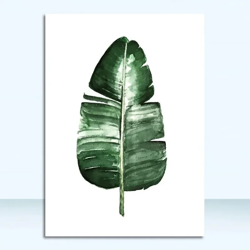 Plakat skandynawskie zielone liście Wzór 1