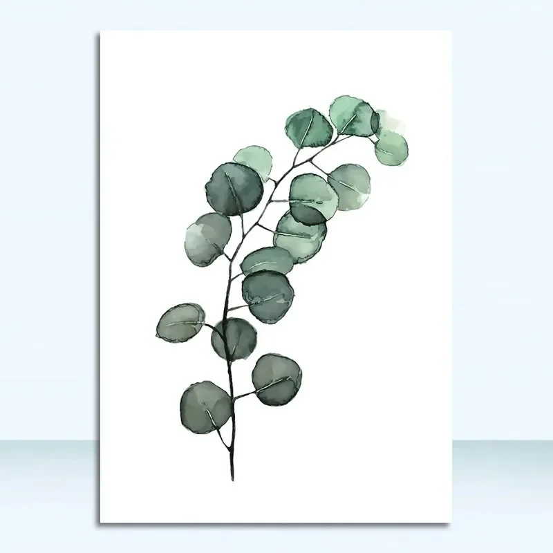 Plakat skandynawskie zielone liście Wzór 4