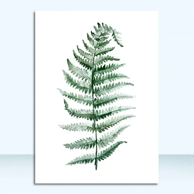 Plakat skandynawskie zielone liście Wzór 6