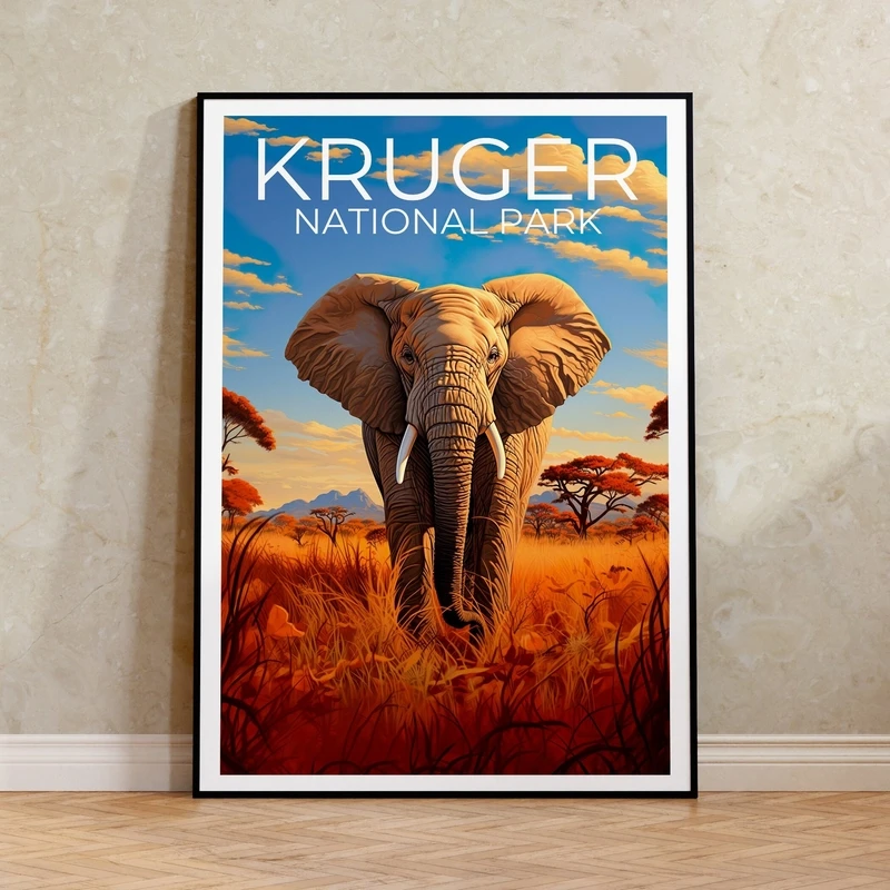 Plakat słoń na sawannie – dzika Afryka Wzór 11