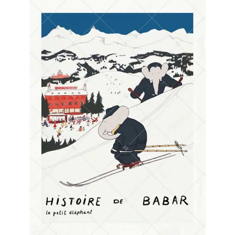 Plakat ze słoniem Babar do pokoju dziecka Wzór 10