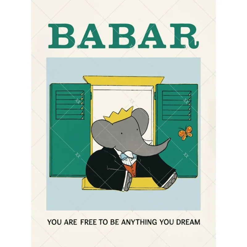Plakat ze słoniem Babar do pokoju dziecka Wzór 3