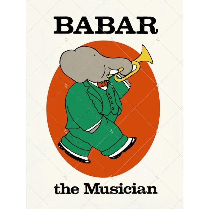 Plakat ze słoniem Babar do pokoju dziecka Wzór 5