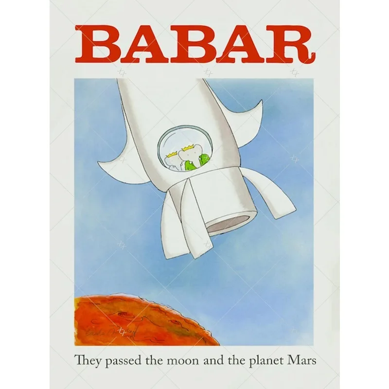 Plakat ze słoniem Babar do pokoju dziecka Wzór 6