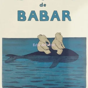 Plakat słoń Babar dla dzieci Srebrny