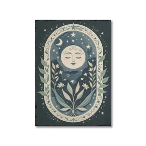 Plakat slonce i ksiezyc - niebianski motyw tarot Niebieski