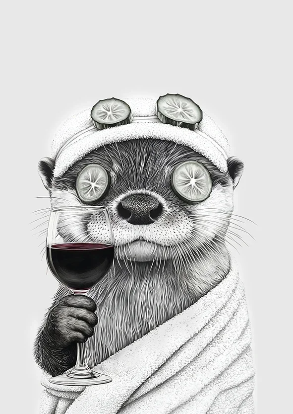 Plakat śmieszne zwierzęta do łazienki - czarno-biały Wzór 5