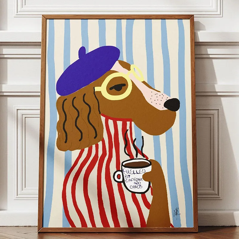 Śmieszny pies retro - plakat ilustracja Biały