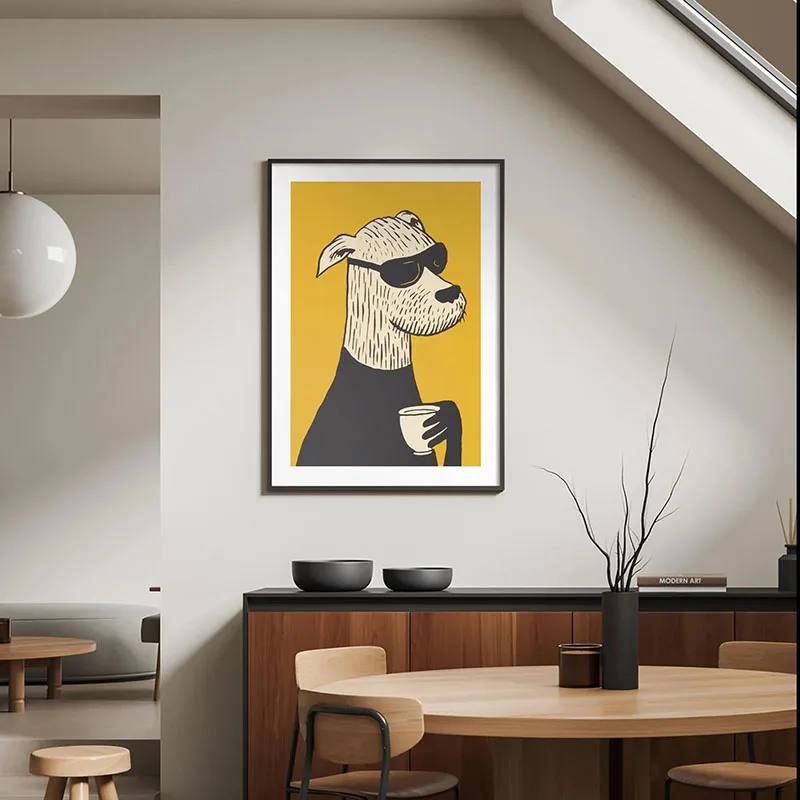 Śmieszny pies retro - plakat ilustracja Fioletowy/фиолетовый