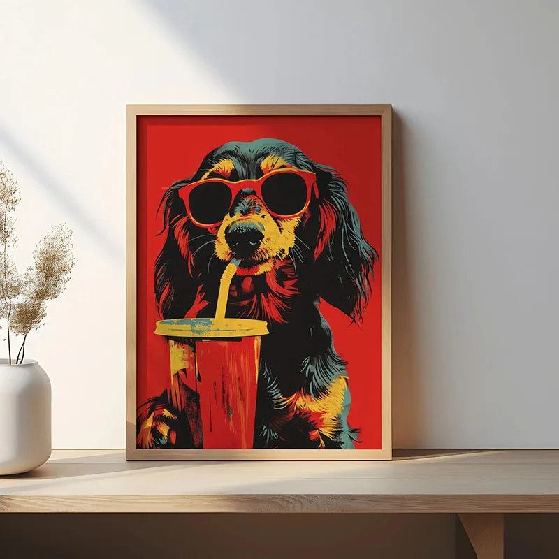 Śmieszny pies retro - plakat ilustracja Granatowy