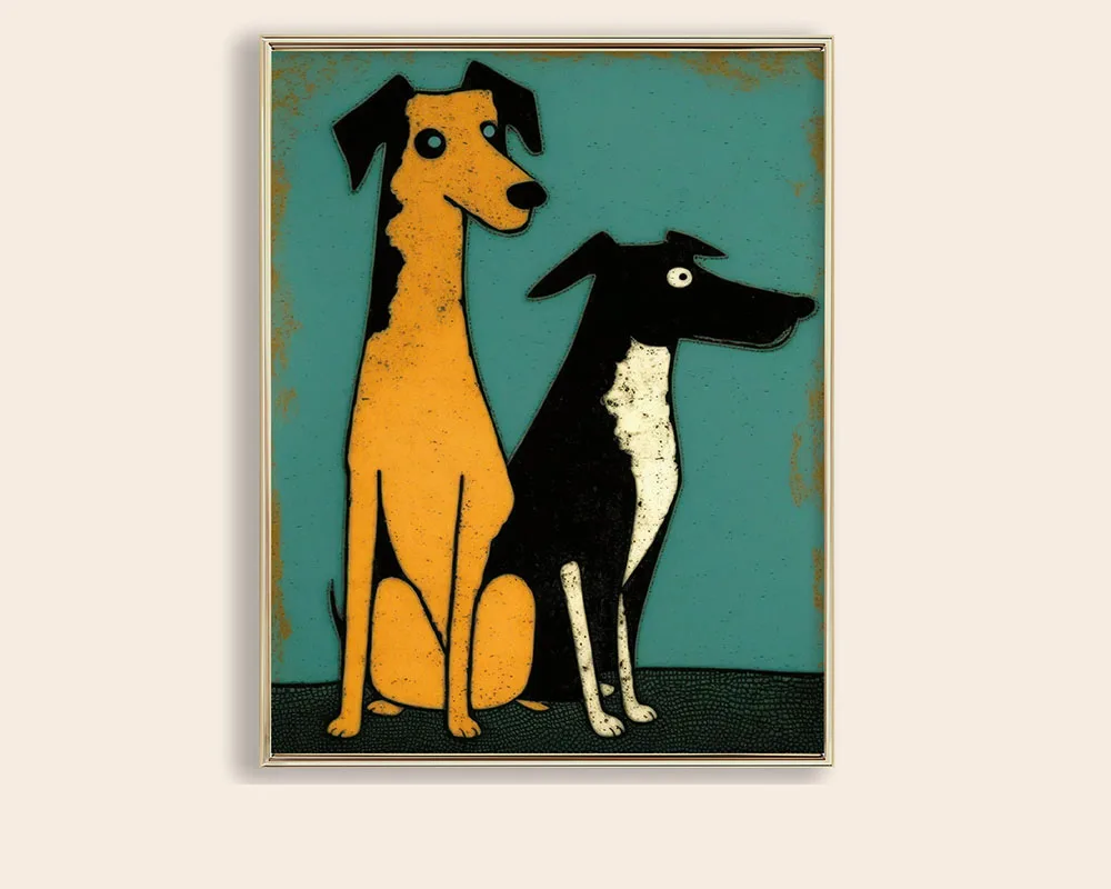 Śmieszny pies retro - plakat ilustracja Zielony
