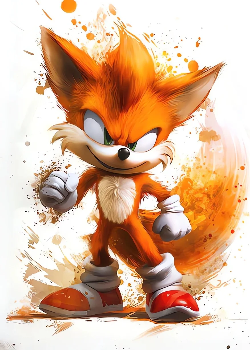 Plakat Sonic - akwarelowa grafika anime By 1