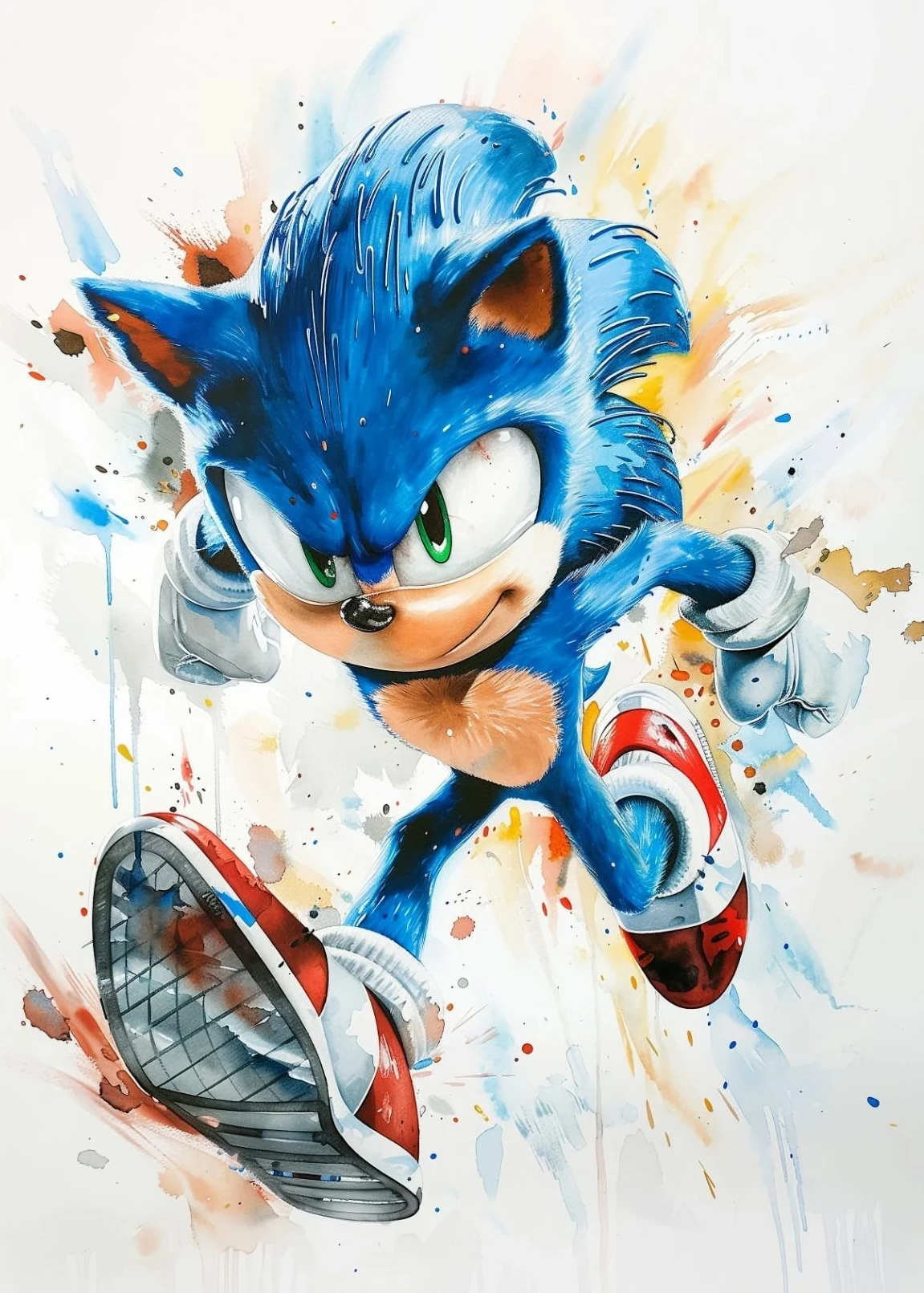 Plakat Sonic - akwarelowa grafika anime By 3