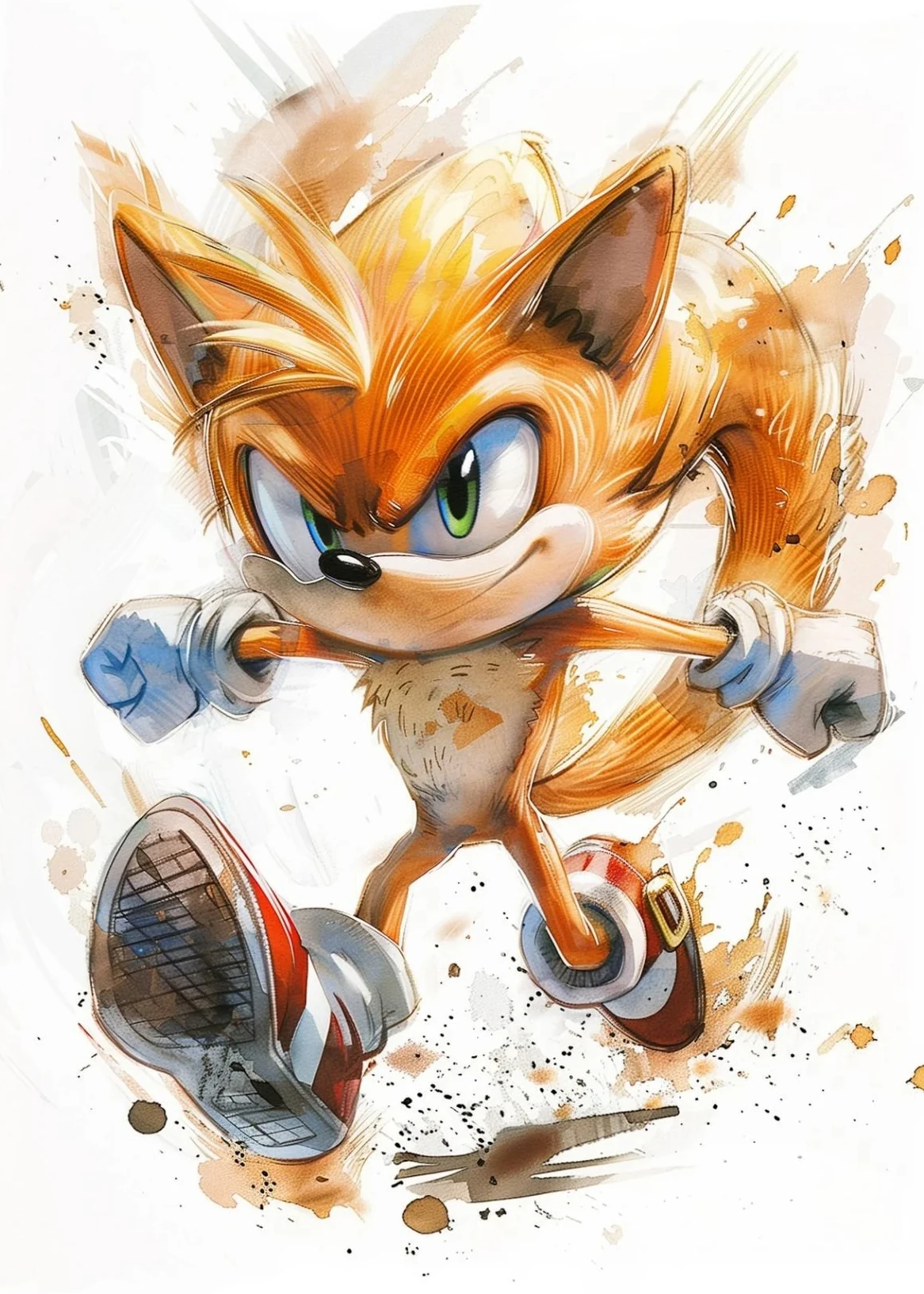 Plakat Sonic - akwarelowa grafika anime By 4