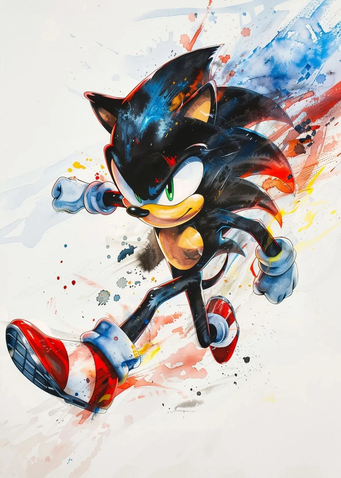 Plakat Sonic - akwarelowa grafika anime By 5