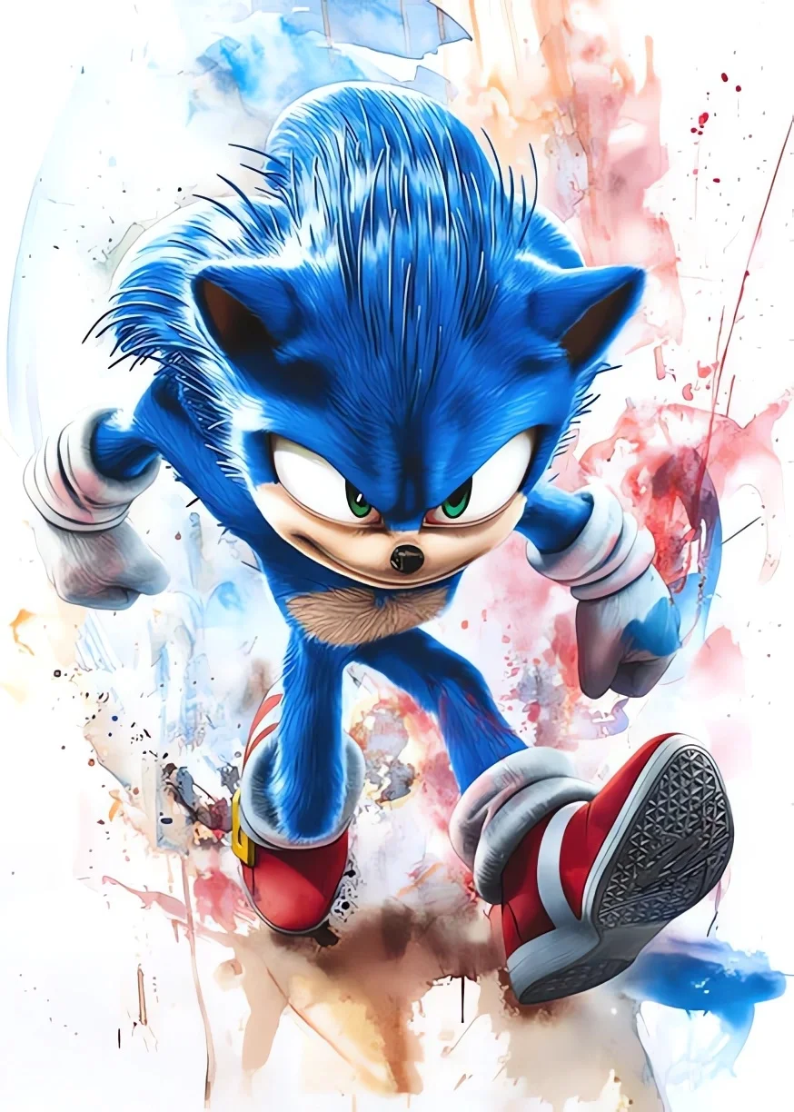 Plakat Sonic - akwarelowa grafika anime By 6