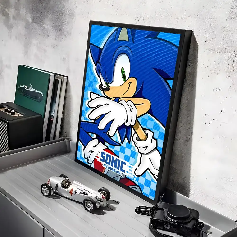 Plakat Sonic - kolorowa grafika do pokoju dziecięcego Czarny1