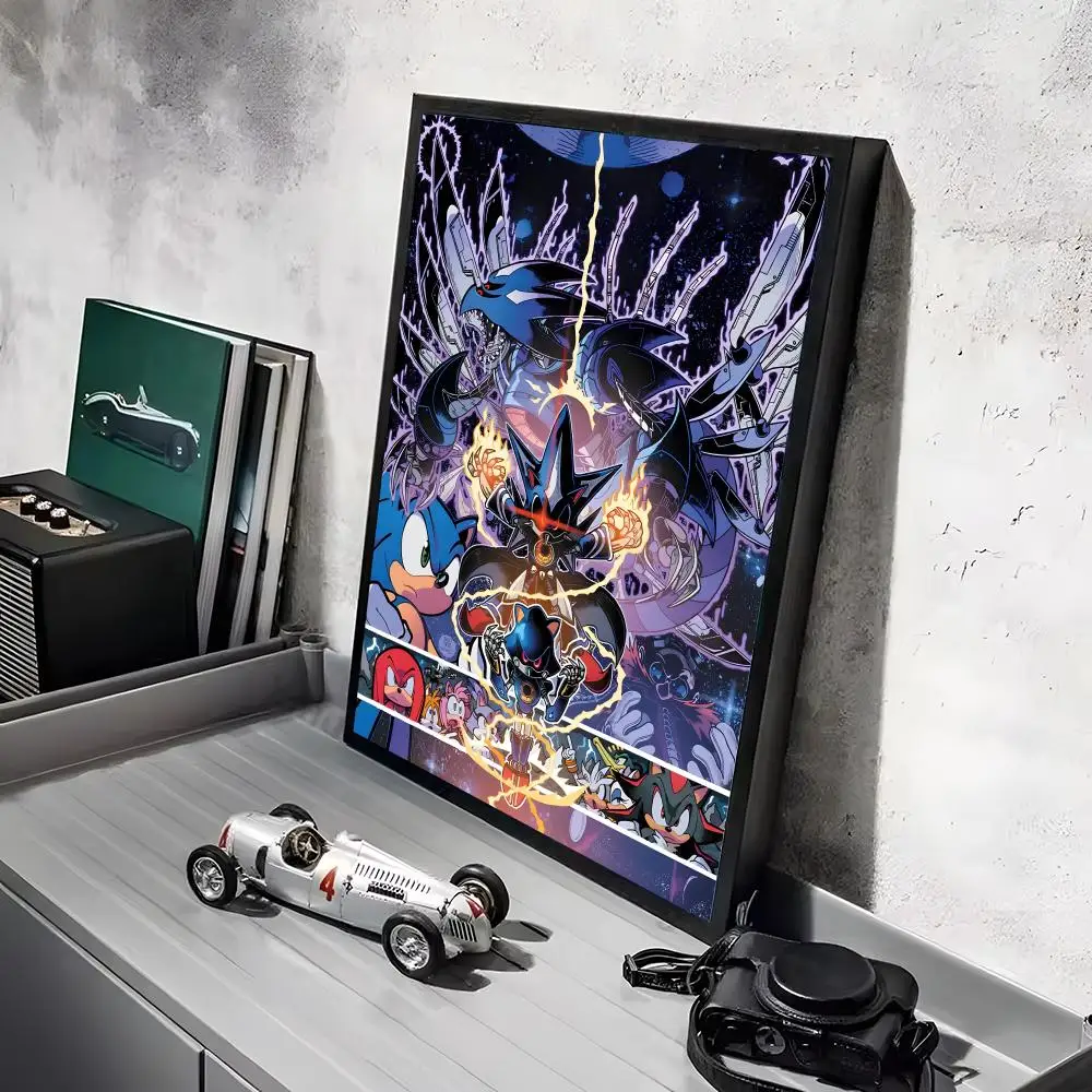 Plakat Sonic - kolorowa grafika do pokoju dziecięcego Czarny17