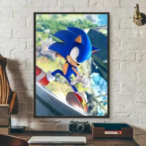 Plakat Sonic - kolorowa grafika dla dzieci Czarny7