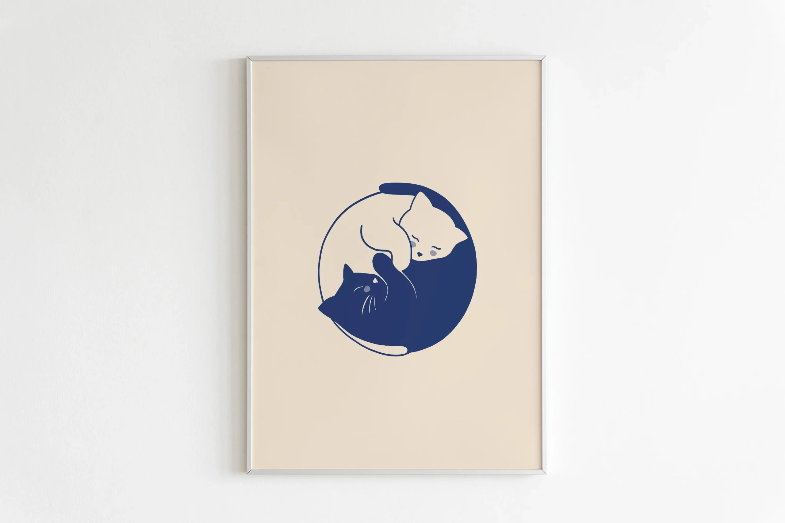 Plakat śpiące koty - minimalistyczna grafika Brązowy