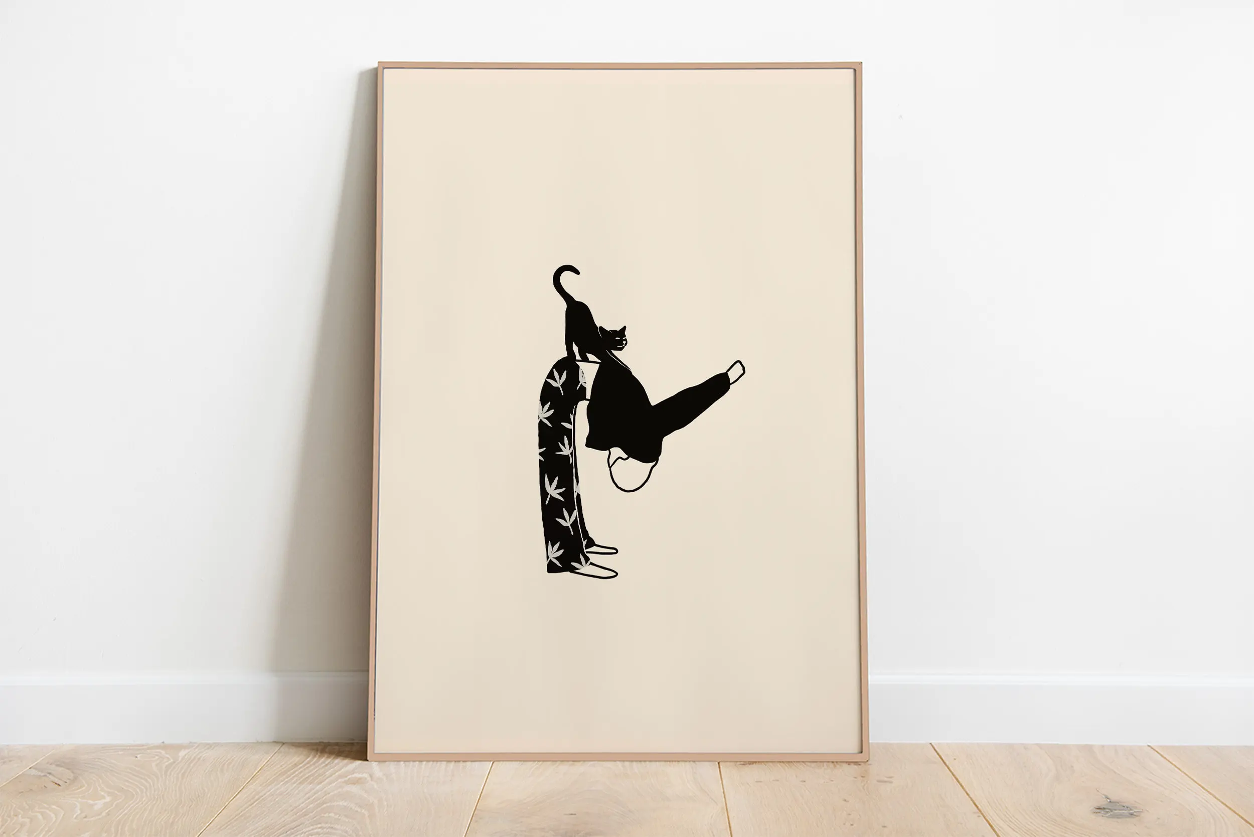 Plakat śpiące koty - minimalistyczna grafika Burgundia