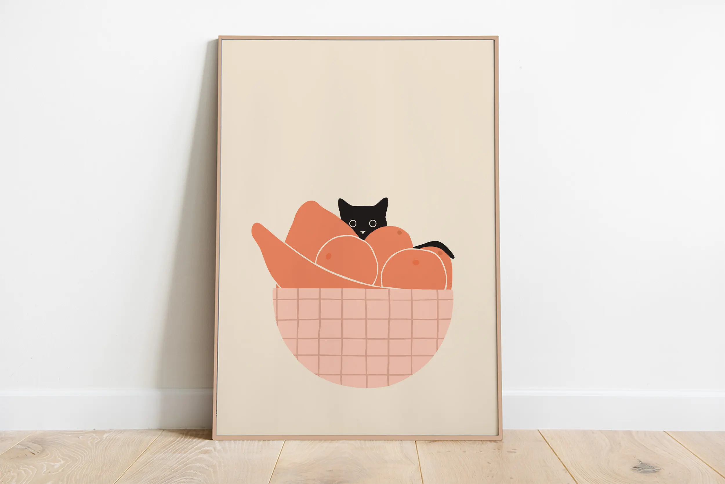 Plakat śpiące koty - minimalistyczna grafika Jasnozielony