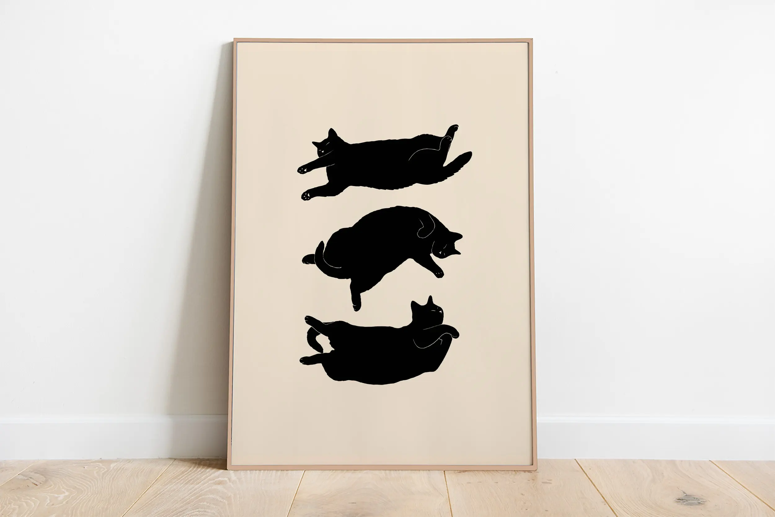 Plakat śpiące koty - minimalistyczna grafika Jasnożółty