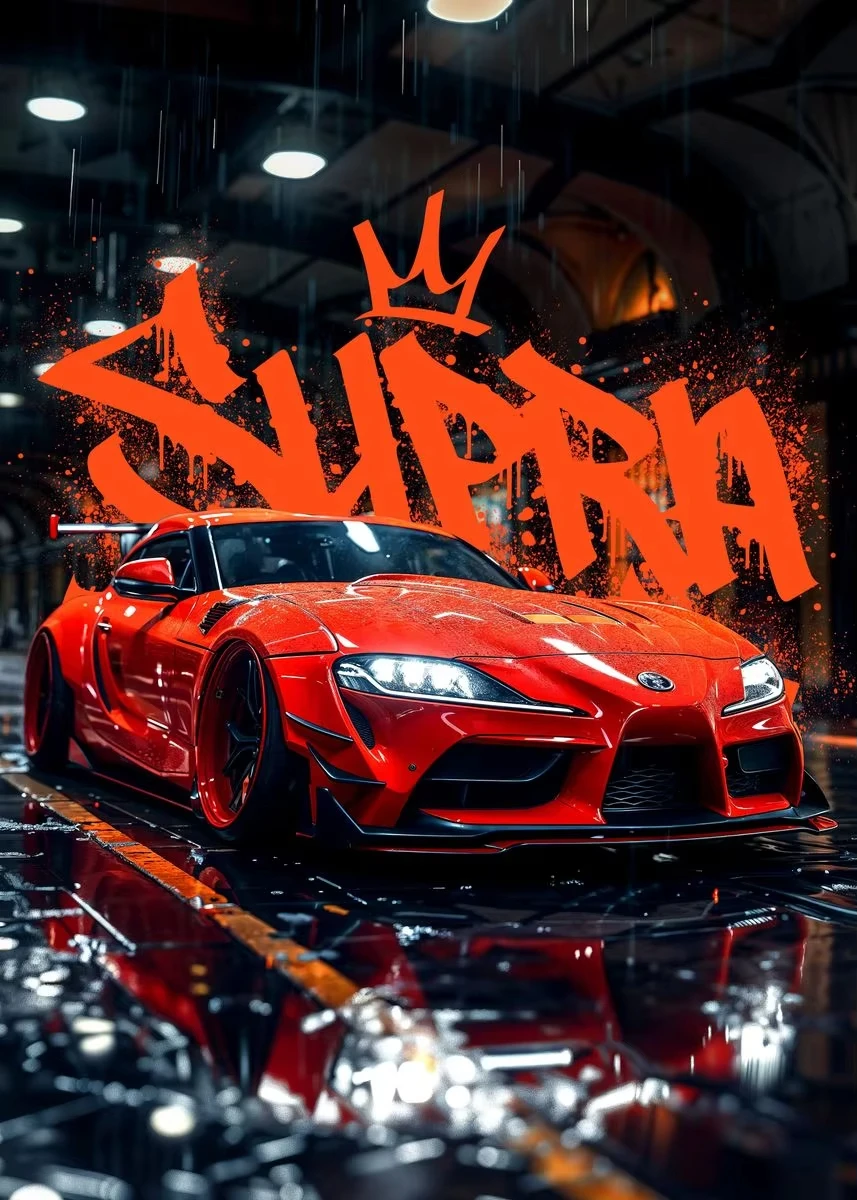 Plakat sportowe auta Miata, Supra i E36 Biały