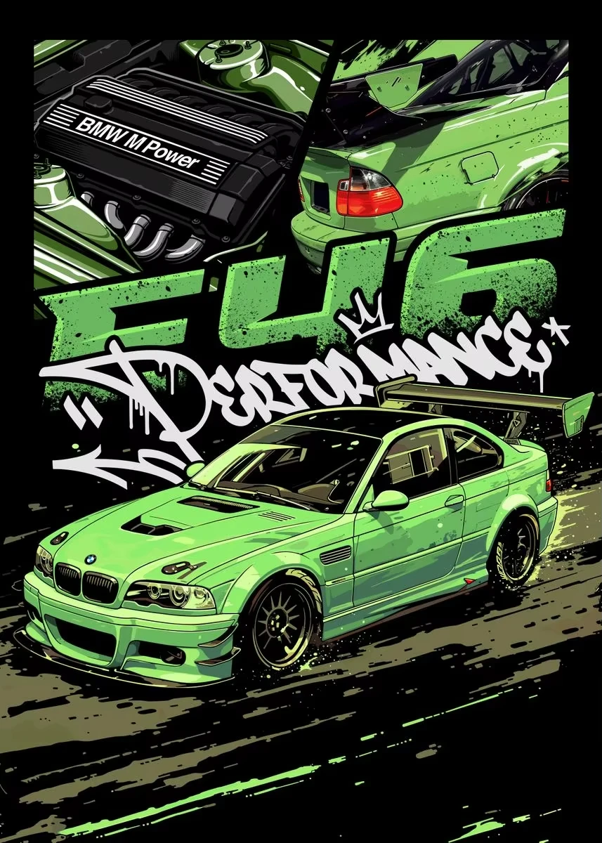 Plakat sportowe auta Miata, Supra i E36 Fioletowy