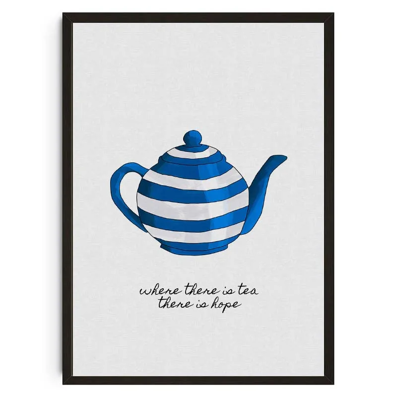 Sprzęty kuchenne - nordycki plakat do kuchni Niebieski