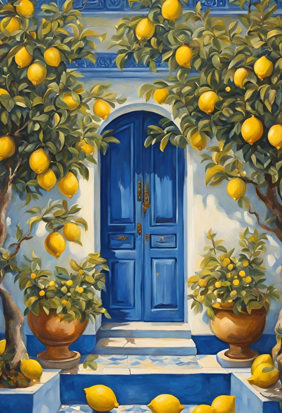 Plakat śródziemnomorski Amalfi z cytryną By 2