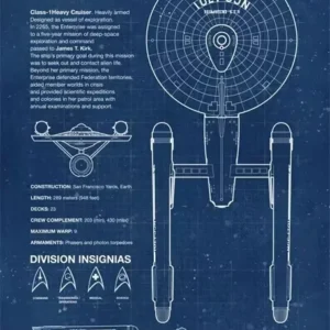 Star Trek - plakat z planami statków na płótnie Jasnoszary