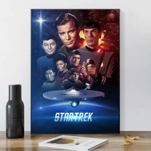 Plakat Star Trek - vintage grafika retro Biały