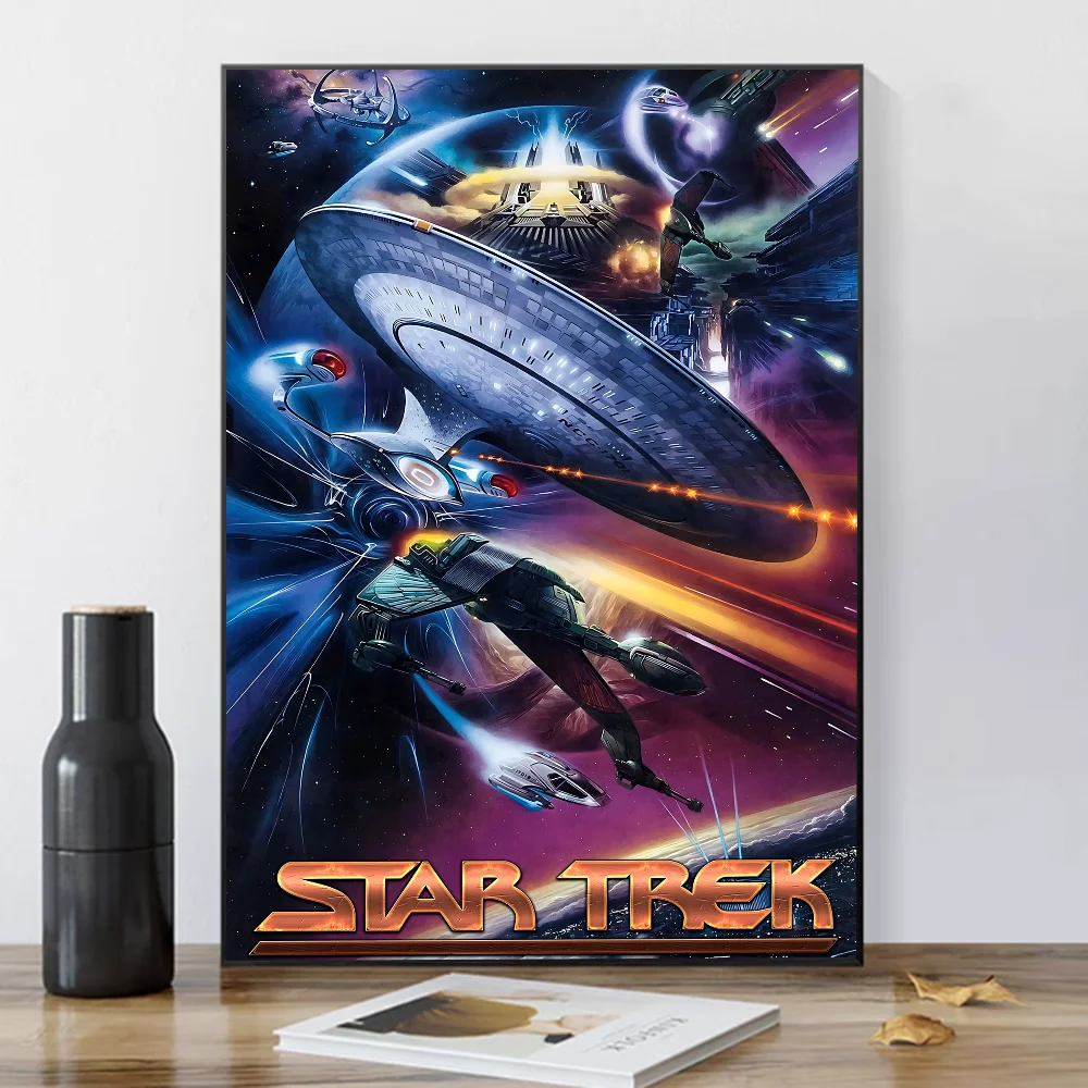 Plakat Star Trek - vintage grafika retro Jasnoszary