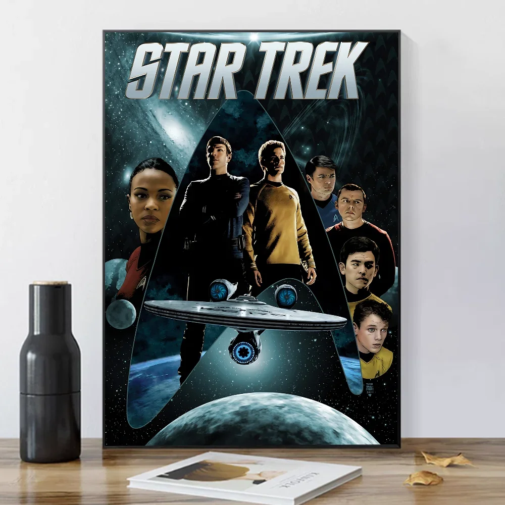 Plakat Star Trek - vintage grafika retro żółty