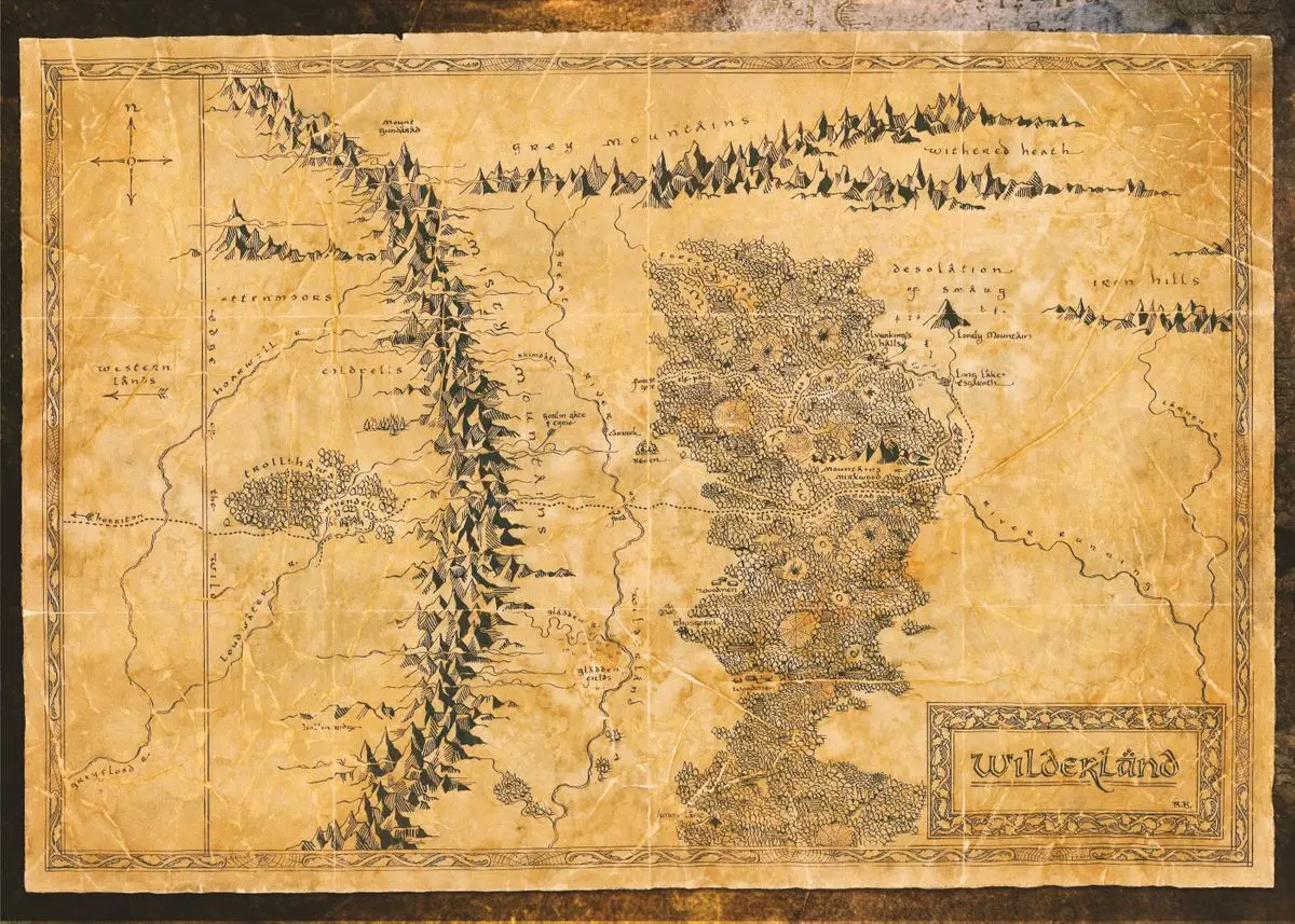 Plakat stara mapa Śródziemia vintage Fioletowy/фиолетовый