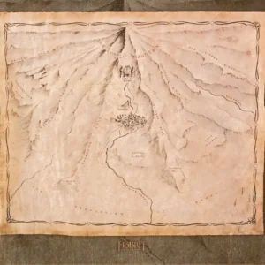 Plakat stara mapa Śródziemia vintage Jasnożółty