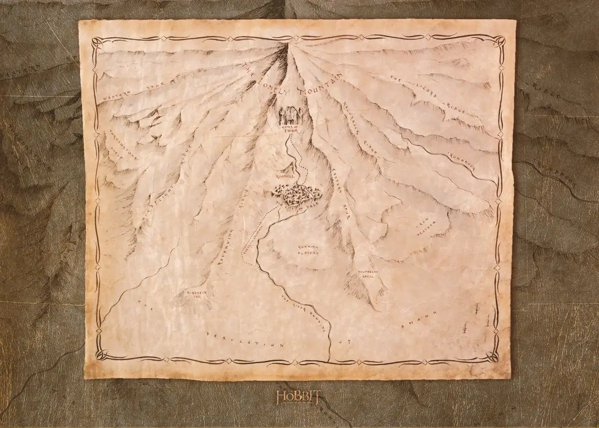 Plakat stara mapa Śródziemia vintage Jasnożółty