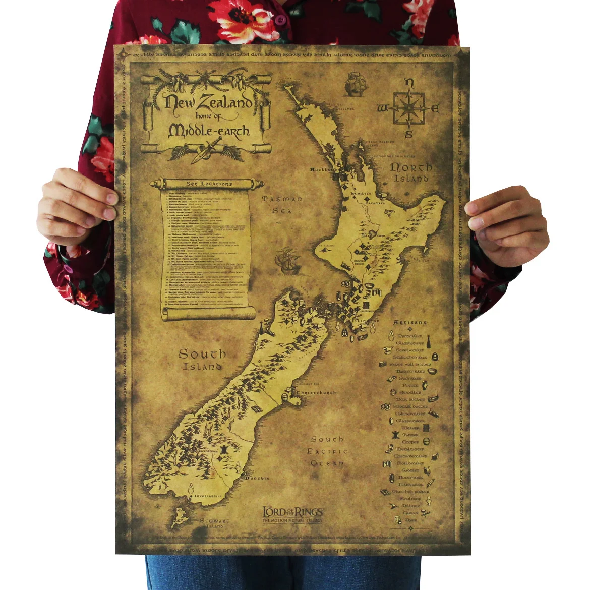 Plakat stare mapy świata - vintage na papierze kraft Kawa