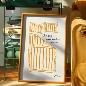 Plakat Stay in Bed napis do sypialni Burgundia