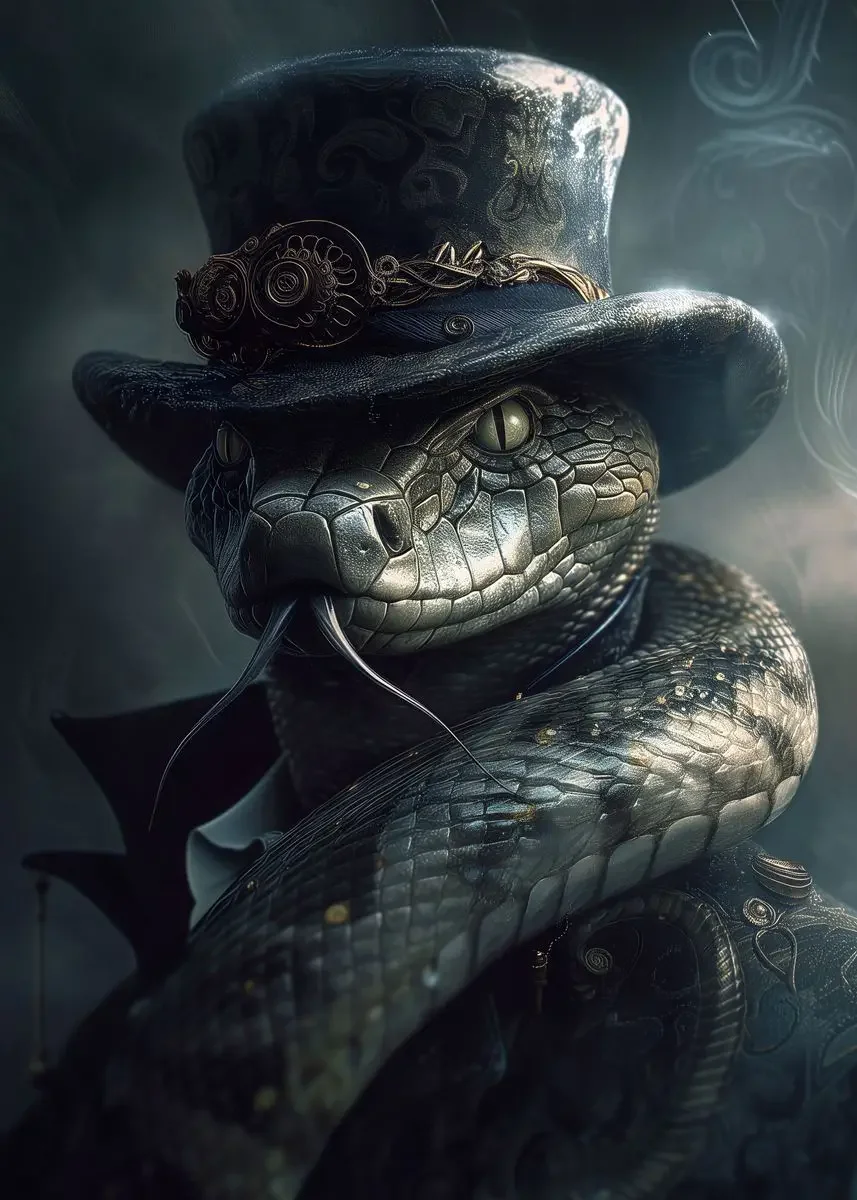 Plakat steampunk - portrety zwierząt w stylu retro Jasnożółty