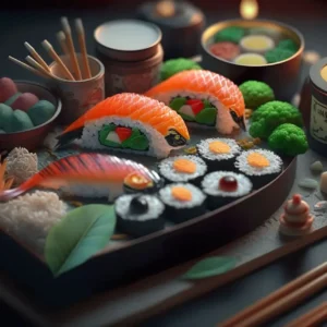 Plakat stek i sushi do kuchni Wzór 1