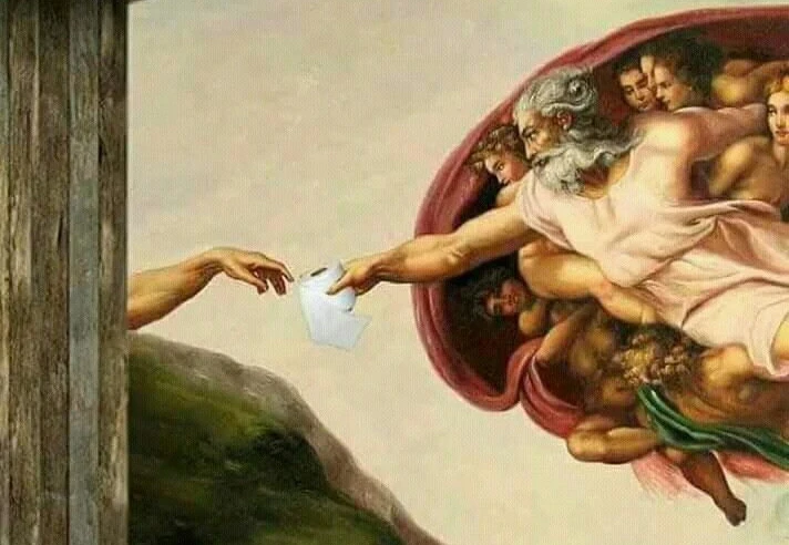 Stworzenie Adama z papierem toaletowym - plakat Brązowy